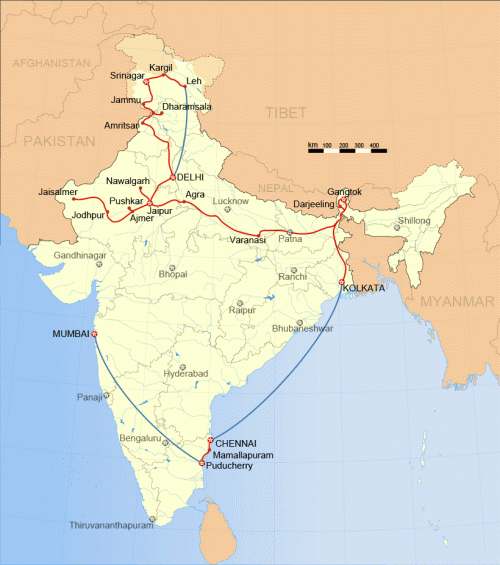 Final itinerary in India.